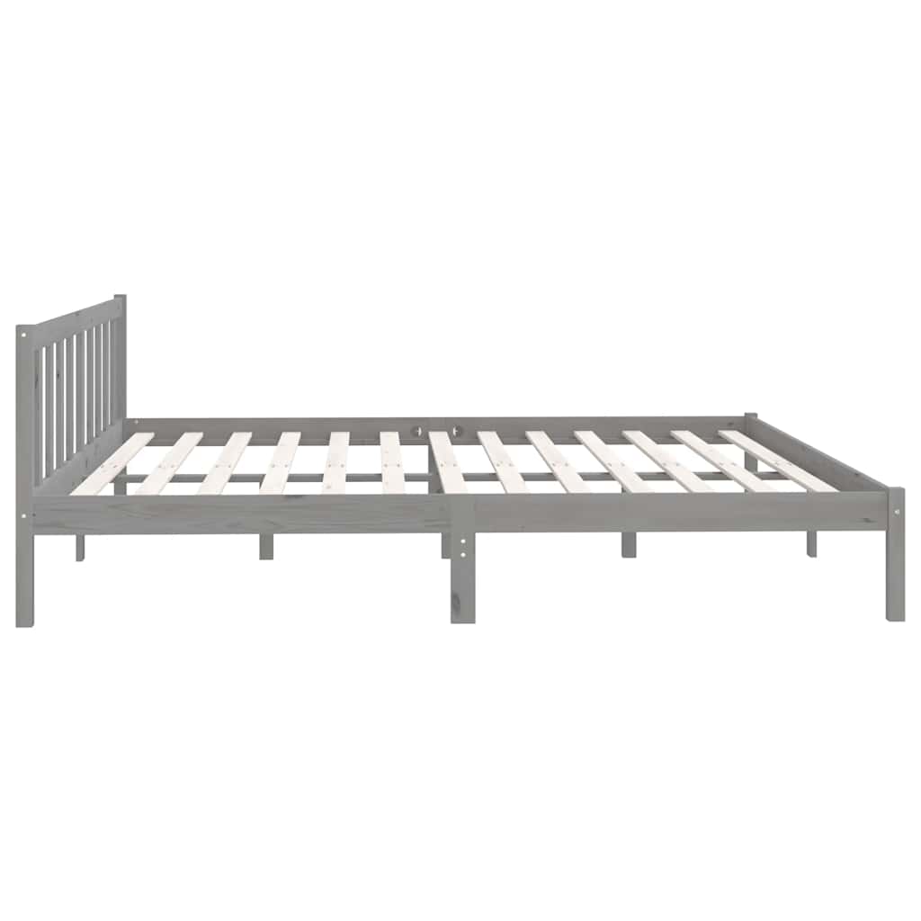 Solid Wood Grey Bed Frame 200x200 cm - vidaXL 810104