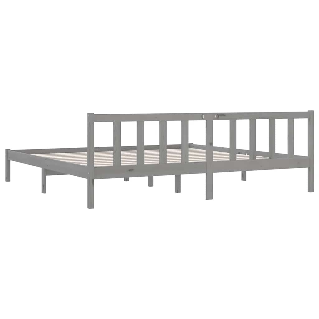 Solid Wood Grey Bed Frame 200x200 cm - vidaXL 810104