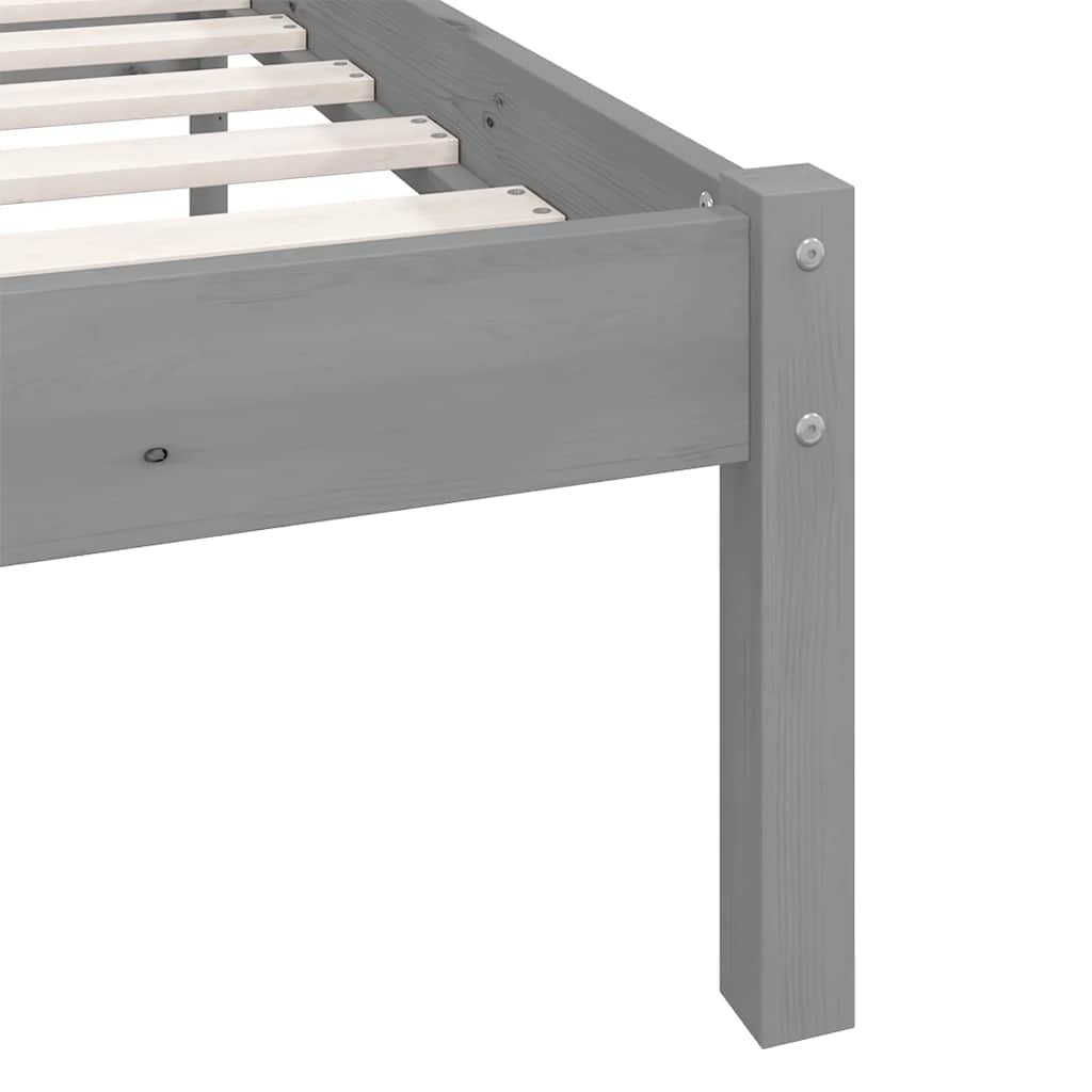 Solid Wood Grey Bed Frame 200x200 cm - vidaXL 810104