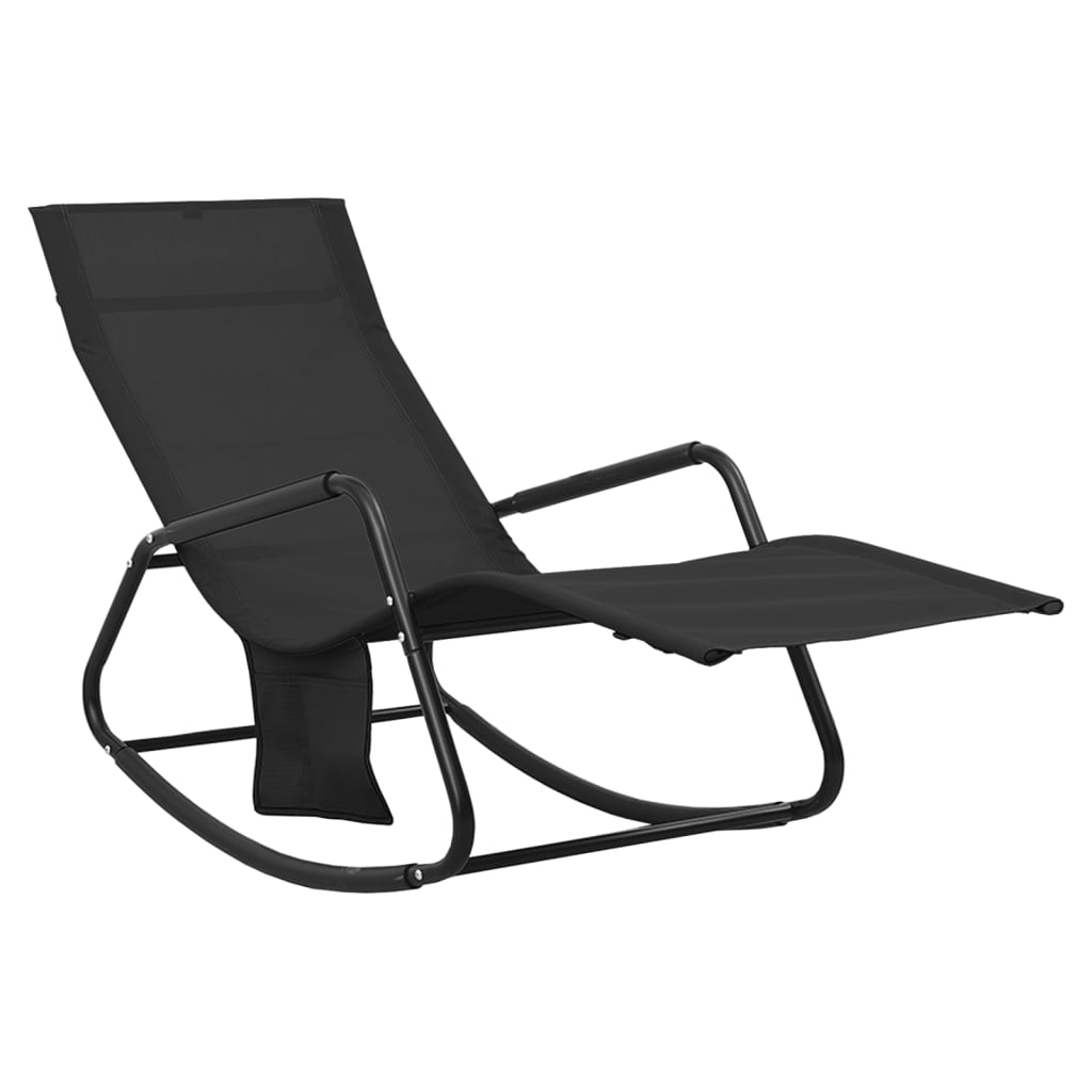 Black Steel & Textilene Sun Lounger - Modern Outdoor Comfort