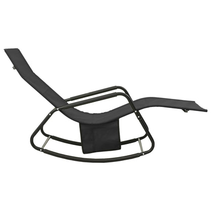 Black Steel & Textilene Sun Lounger - Modern Outdoor Comfort