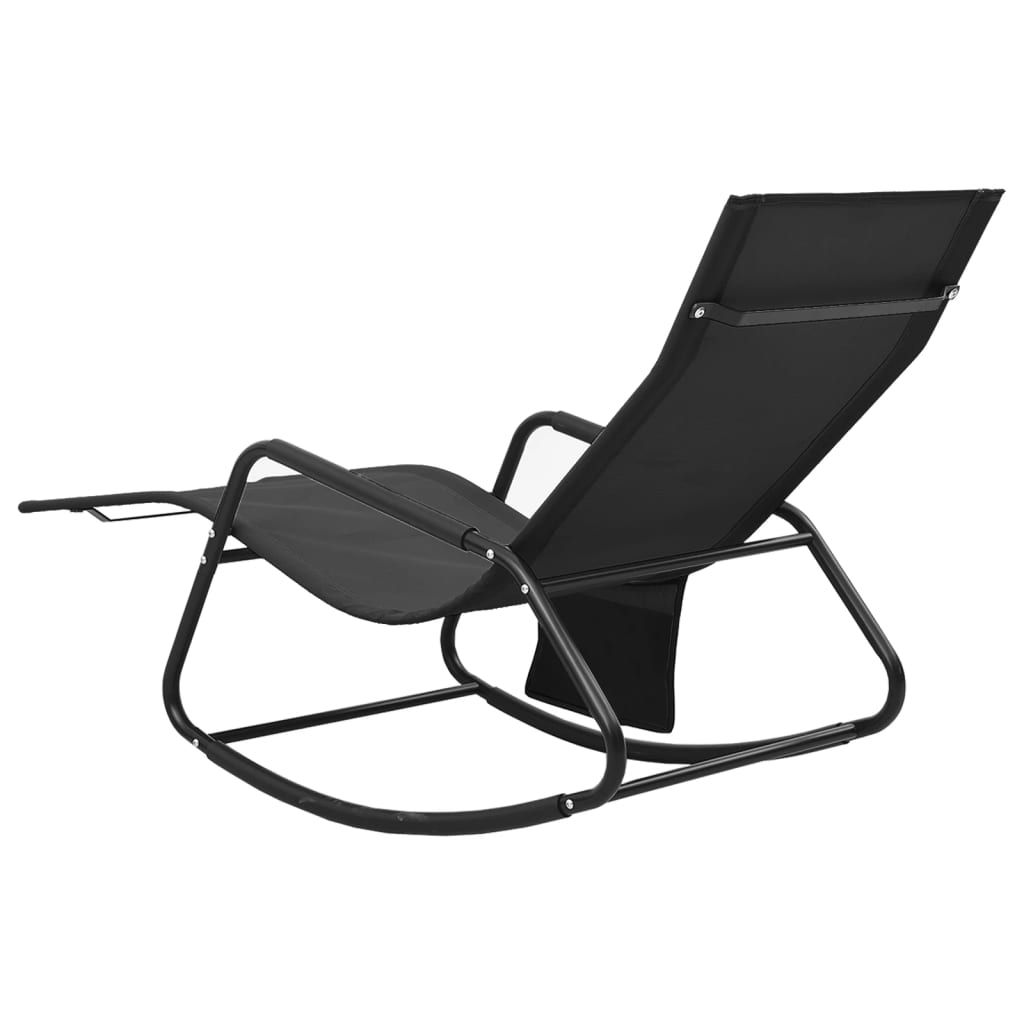 Black Steel & Textilene Sun Lounger - Modern Outdoor Comfort