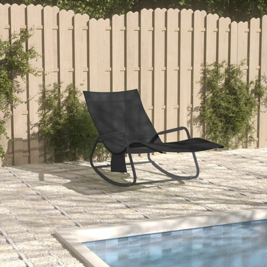 Black Steel & Textilene Sun Lounger - Modern Outdoor Comfort