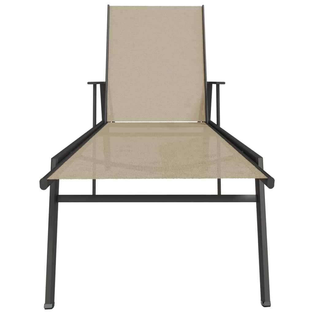 Cream Textilene & Steel Sun Lounger - Elegant & Durable Seating
