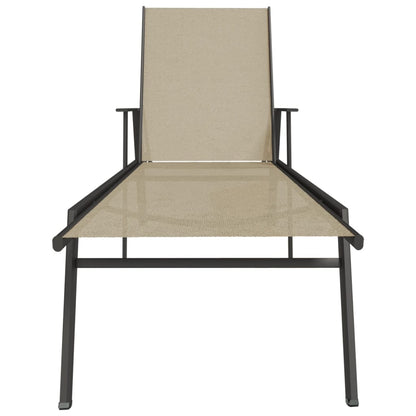 Cream Textilene & Steel Sun Lounger - Elegant & Durable Seating