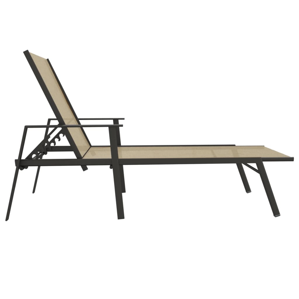 Cream Textilene & Steel Sun Lounger - Elegant & Durable Seating