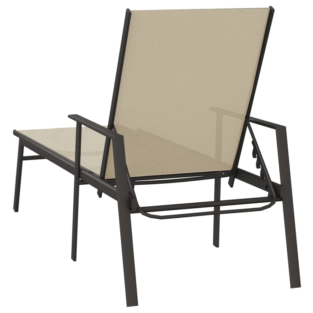 Cream Textilene & Steel Sun Lounger - Elegant & Durable Seating