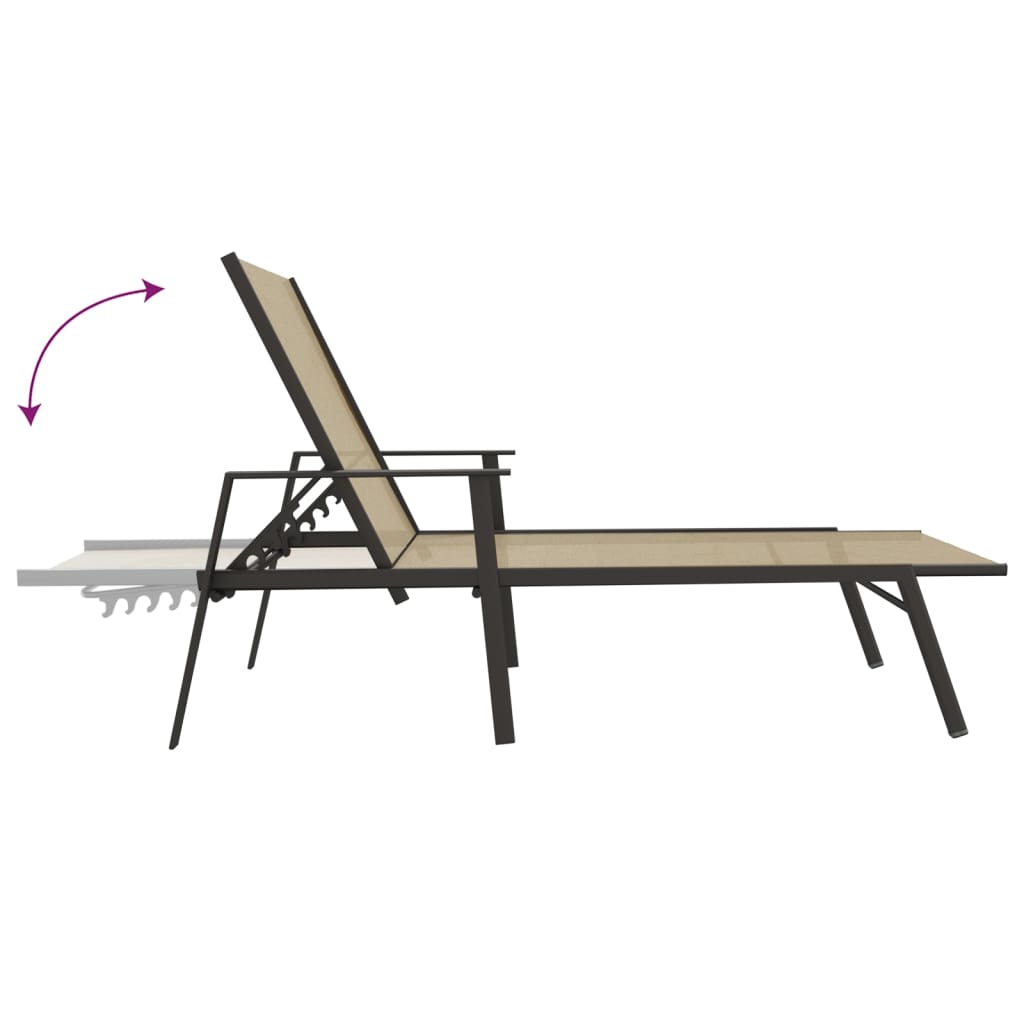 Cream Textilene & Steel Sun Lounger - Elegant & Durable Seating