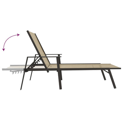 Cream Textilene & Steel Sun Lounger - Elegant & Durable Seating
