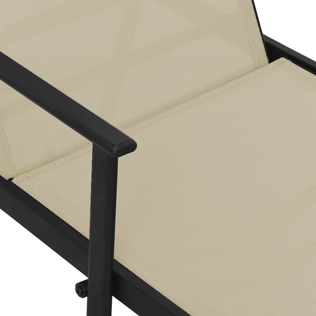 Cream Textilene & Steel Sun Lounger - Elegant & Durable Seating