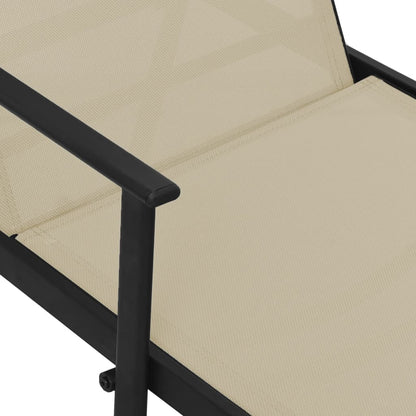 Cream Textilene & Steel Sun Lounger - Elegant & Durable Seating