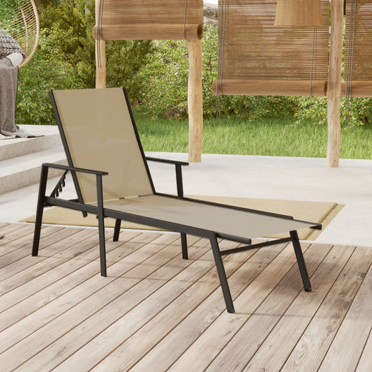 Cream Textilene & Steel Sun Lounger - Elegant & Durable Seating