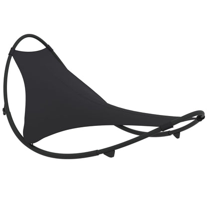 Black Rocking Sun Lounger with Wheels - Steel & Textilene Fabric