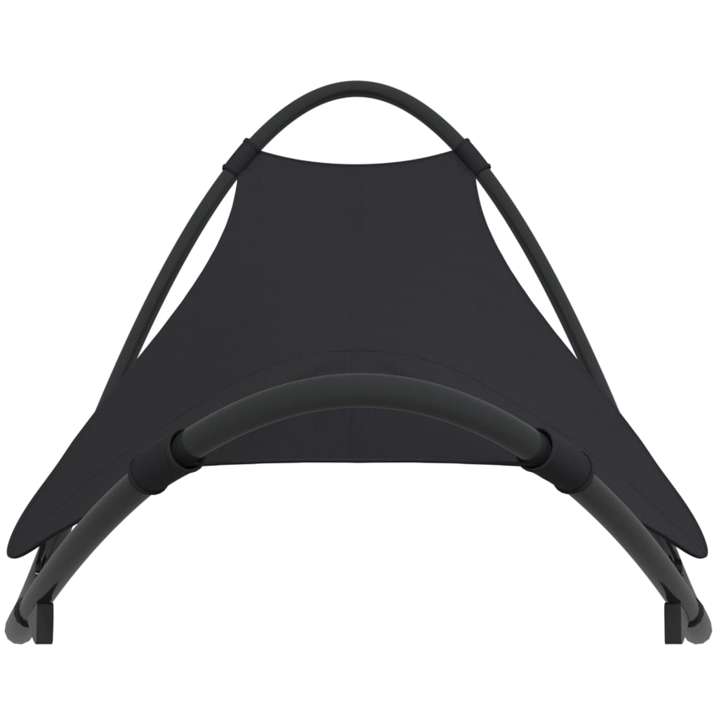 Black Rocking Sun Lounger with Wheels - Steel & Textilene Fabric