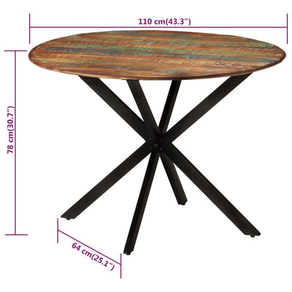 Reclaimed Wood & Steel Dining Table - Ø110x78 cm | Rustic Elegance