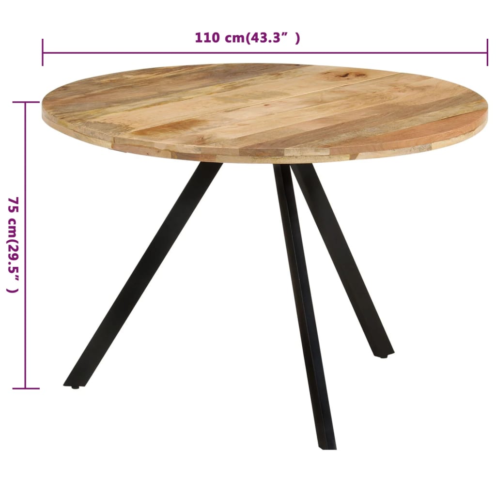 Solid Mango Wood Dining Table 110x75 cm - Elegant & Durable Design