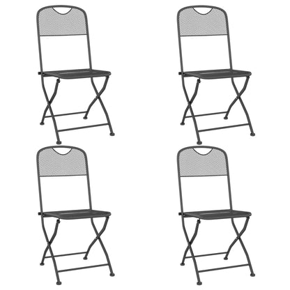 4-Piece Anthracite Metal Mesh Folding Garden Chairs