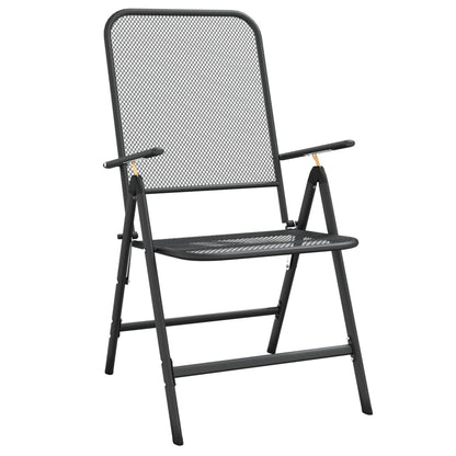 Anthracite Metal Mesh Folding Garden Chairs, Set of 2