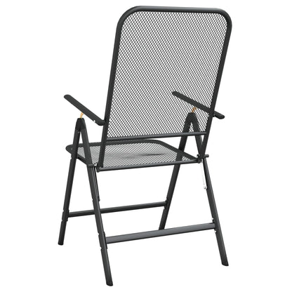 Anthracite Metal Mesh Folding Garden Chairs, Set of 2