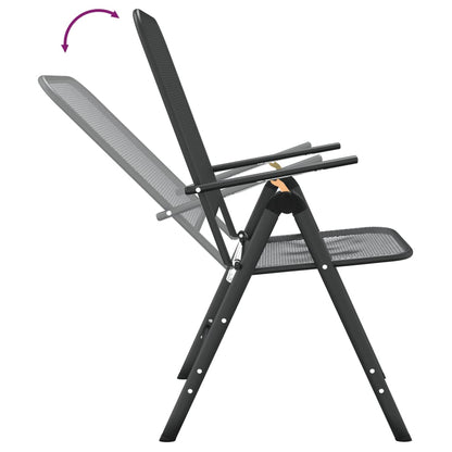 Anthracite Metal Mesh Folding Garden Chairs, Set of 2