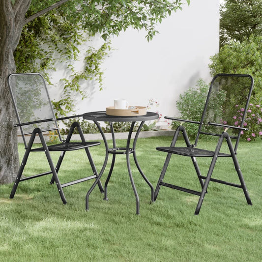 Anthracite Metal Mesh Folding Garden Chairs, Set of 2