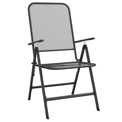 Anthracite Expanded Metal Mesh Folding Garden Chairs - Set of 4