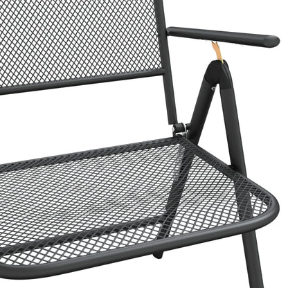 Anthracite Expanded Metal Mesh Folding Garden Chairs - Set of 4