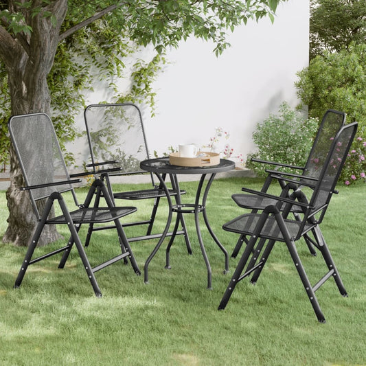 Anthracite Expanded Metal Mesh Folding Garden Chairs - Set of 4