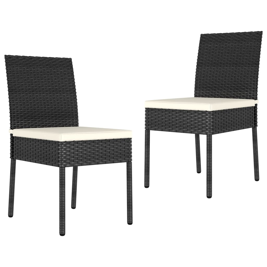 Elegant Black Poly Rattan Garden Dining Chairs - Set of 2