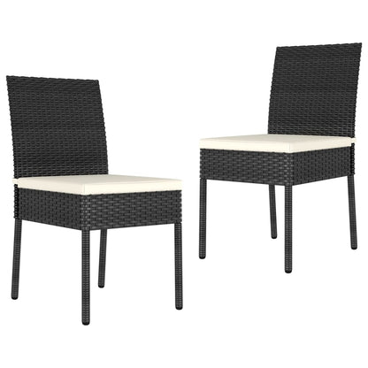 Elegant Black Poly Rattan Garden Dining Chairs - Set of 2
