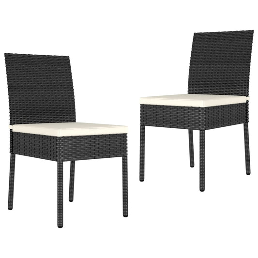 Elegant Black Poly Rattan Garden Dining Chairs - Set of 2