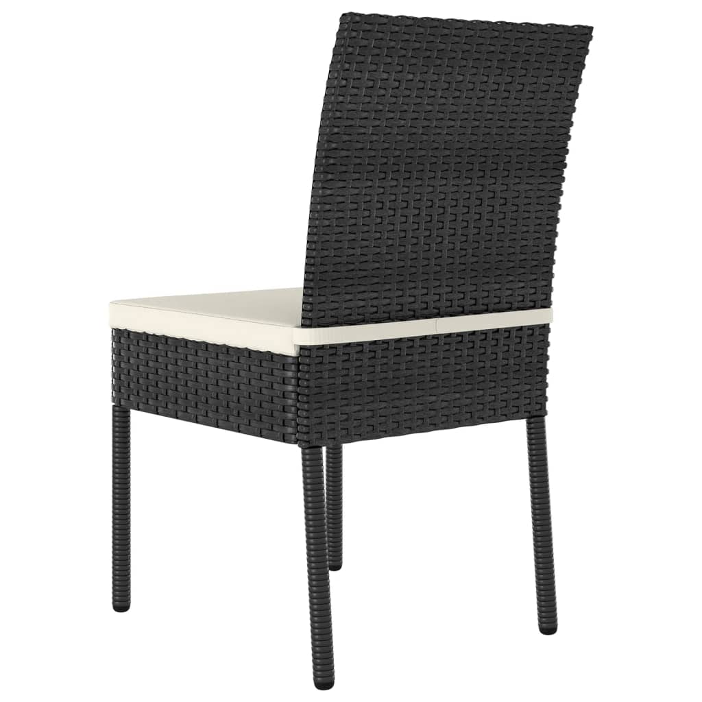 Elegant Black Poly Rattan Garden Dining Chairs - Set of 2