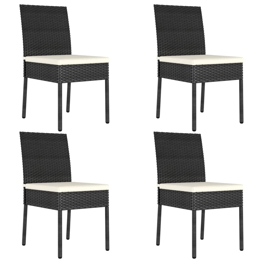 Stylish Black Poly Rattan Garden Dining Chairs Set of 4
