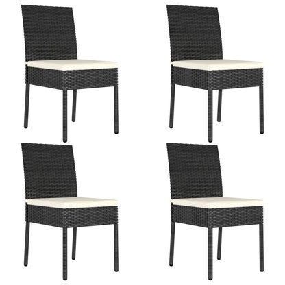 Stylish Black Poly Rattan Garden Dining Chairs Set of 4