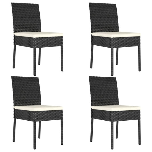 Stylish Black Poly Rattan Garden Dining Chairs Set of 4