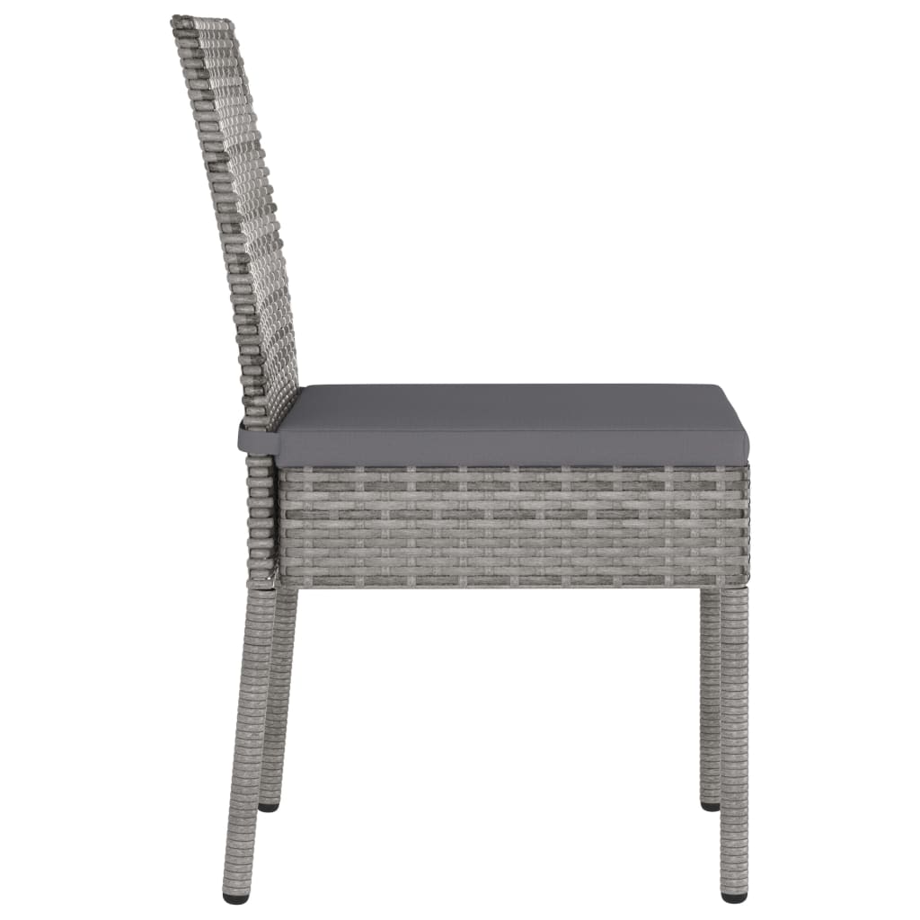 Elegant Poly Rattan Garden Dining Chairs, 2-Piece Set in Grey