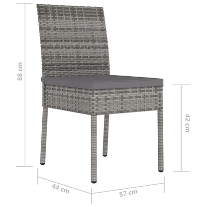 Elegant Poly Rattan Garden Dining Chairs, 2-Piece Set in Grey