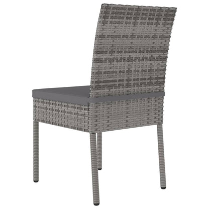 4-Piece Grey Poly Rattan Garden Dining Chairs Set