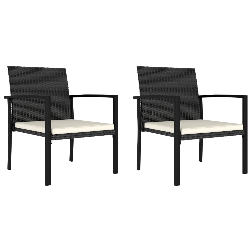 Elegant Black Poly Rattan Garden Dining Chairs, Set of 2