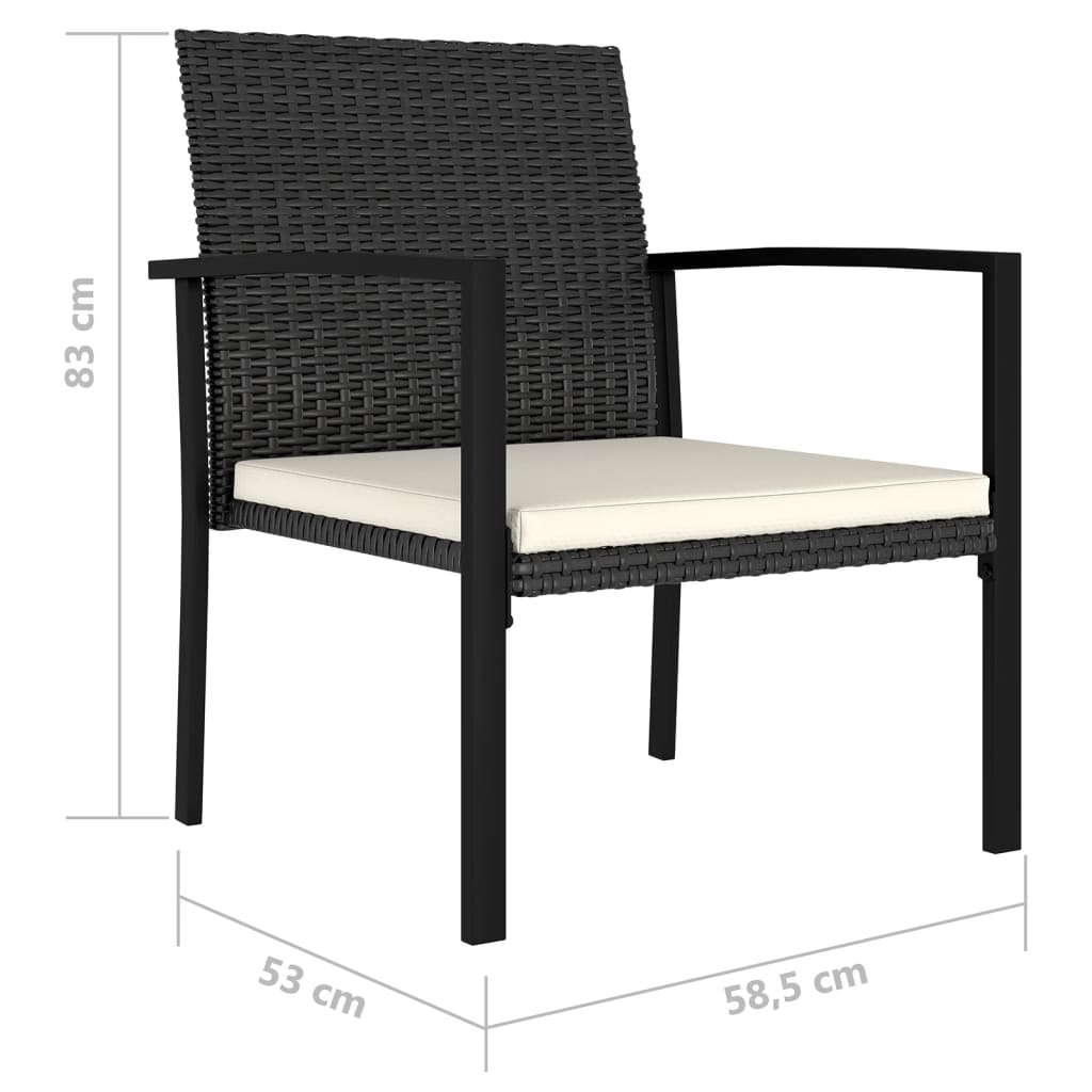 Elegant Black Poly Rattan Garden Dining Chairs, Set of 2
