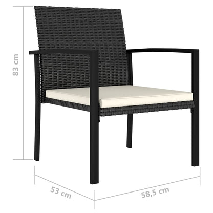 Elegant Black Poly Rattan Garden Dining Chairs, Set of 2