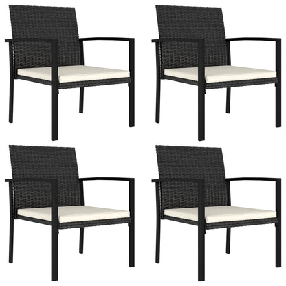4-Piece Black Poly Rattan Garden Dining Chairs Set