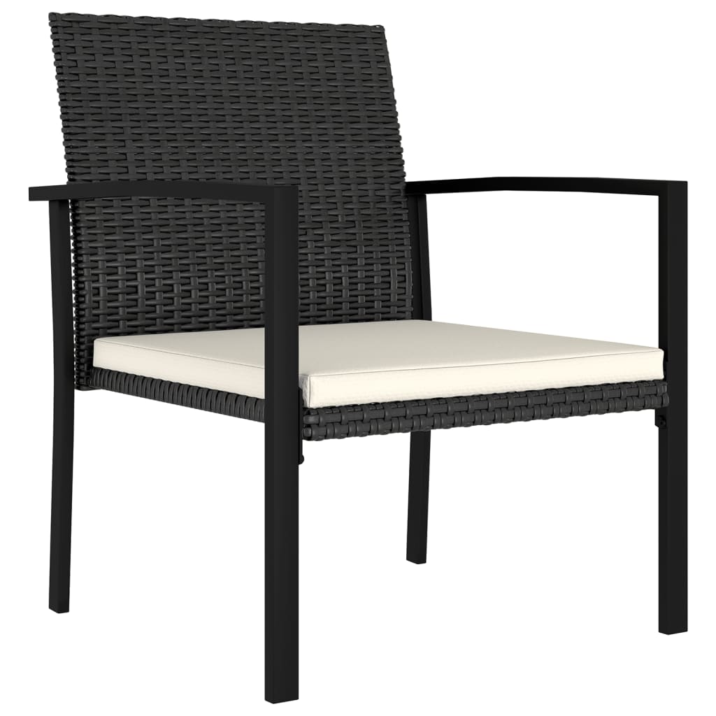 4-Piece Black Poly Rattan Garden Dining Chairs Set
