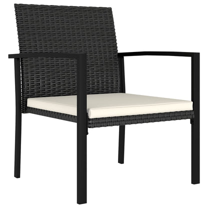 4-Piece Black Poly Rattan Garden Dining Chairs Set