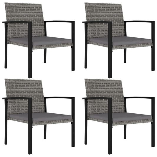 4-Piece Poly Rattan Garden Dining Chairs - Grey