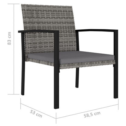 4-Piece Poly Rattan Garden Dining Chairs - Grey