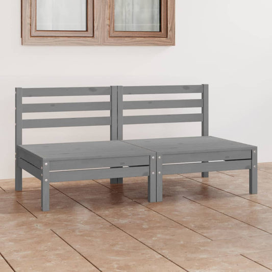 Grey Solid Pinewood 2-Seater Garden Sofa - Stylish & Durable