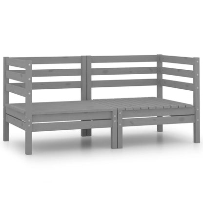 Grey Solid Pinewood Garden 2-Seater Sofa - Stylish & Durable