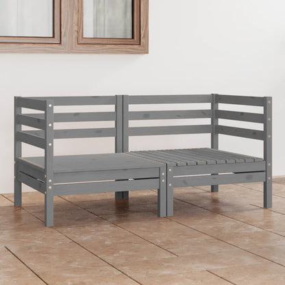 Grey Solid Pinewood Garden 2-Seater Sofa - Stylish & Durable