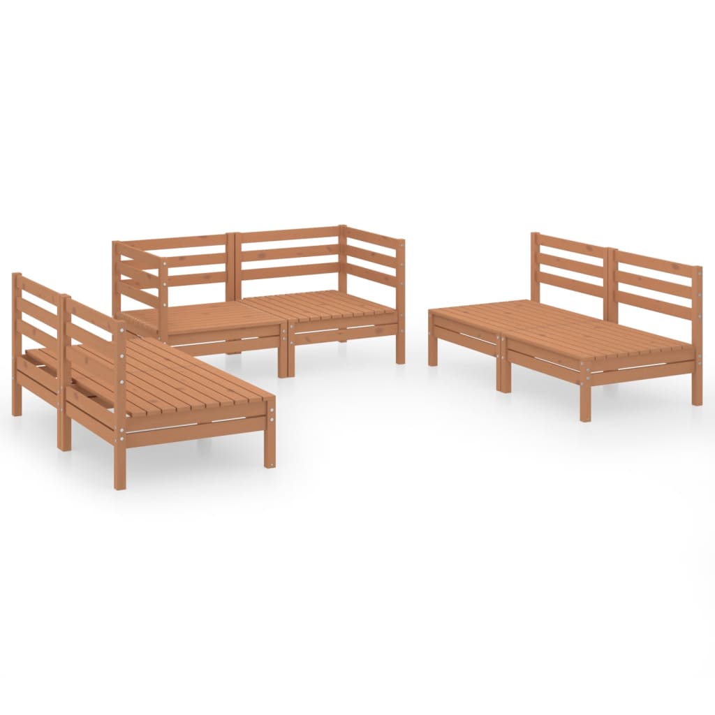 6 Piece Garden Lounge Set Honey Brown Solid Pinewood